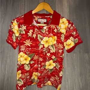 🌺 Vintage Jamaica Bay Hawaiian Floral Polo Shirt Size M 🌺